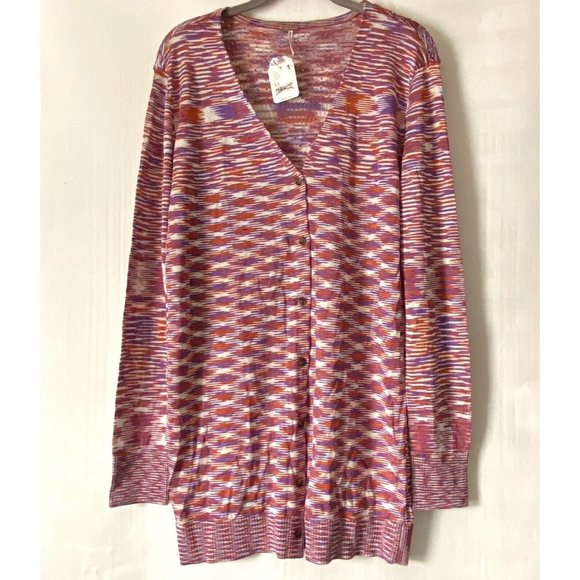 Free People Into The Night LS Tunic Cardigan Sweater XS Purple Multicolor NWT - Picture 1 of 10